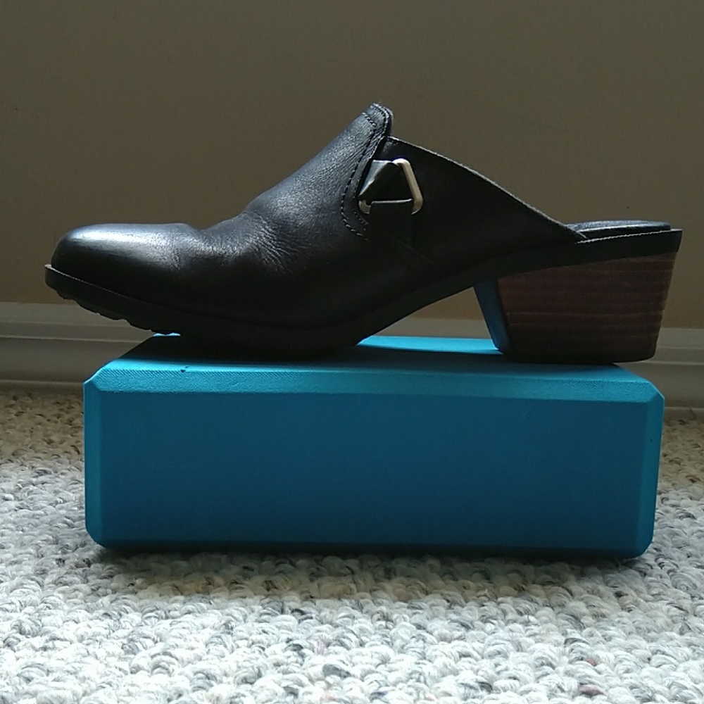 Black Leather Western Mules